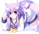  :3 all_fours animal_ears bent_over blush cat_ears cat_tail choker collarbone d-pad d-pad_hair_ornament doria_(5073726) dress hair_between_eyes hair_ornament hand_up highres long_hair long_sleeves looking_at_viewer neckerchief nepgear neptune_(series) paw_pose purple_eyes purple_hair sailor_dress solo striped striped_legwear tail thighhighs white_choker yellow_neckwear 