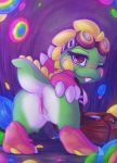  2018 absurd_res anthro anus breasts bub bubble_bobble bubble_dragon butt digital_media_(artwork) dimwitdog eyewear female goggles hi_res looking_at_viewer looking_back nipples one_eye_closed presenting presenting_anus presenting_pussy pussy scalie smile solo wink 