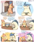  ambiguous_gender anthro buizel comic cute english_text humor nintendo pok&eacute;mon pok&eacute;mon_(species) risenpaw speech_bubble text typhlosion video_games zangoose 