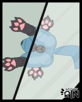  2018 3_toes anatomically_correct animal_genitalia animal_pussy anus blue_fur canine canine_pussy female feral fur glass glass_table mammal nintendo pawpads paws pok&eacute;mon pok&eacute;mon_(species) pussy riolu sitting smile solo toes video_games wicketrin 