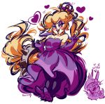  &lt;3 animal_humanoid blonde_hair blush_sticker breasts buckteeth clothed clothing dialogue dress english_text eyelashes eyeliner female footwear fully_clothed fur hair hariet_(mario) hi_res high_heels humanoid lagomorph lipstick long_ears long_hair makeup mammal mario_bros nintendo princess_peach purple_clothing rabbit_humanoid red_lipstick risenshiney shoes super_crown teeth text video_games white_fur 