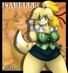  animal_crossing anthro breasts canine cleavage clothed clothing dog female fully_clothed isabelle_(animal_crossing) jimjamdoodles mammal nintendo skirt solo thick_thighs video_games 