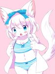  1girl bikini blue_eyes cat furry kemoribon short_hair solo swimsuit undressing white_hair 