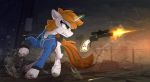  2018 digital_media_(artwork) equine eyelashes fallout_equestria fan_character female feral green_eyes gun hooves horn littlepip magic_user mammal my_little_pony ranged_weapon solo standing unicorn weapon yakovlev-vad 
