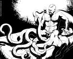  bed black_and_white body_horror cecaelia cephalopod cureboltium gigaguess human_to_monster male marine monochrome multi_penis octopus penis post_transformation prehensile_penis tentacles transformation what what_has_science_done 