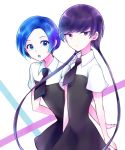  absurdres androgynous benitoite_(houseki_no_kuni) blue_eyes blue_hair colored_eyelashes commentary_request crystal_hair gem_uniform_(houseki_no_kuni) highres houseki_no_kuni long_hair looking_at_viewer low_twintails multiple_others nekotamago neptunite_(houseki_no_kuni) twintails 