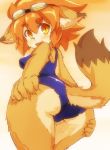  anthro butt butt_grab canine class_of_heroes clothing dwarf_(coh) eyewear female fox goggles hand_on_butt kemono looking_at_viewer mammal oohagari presenting presenting_hindquarters solo spreading swimsuit 