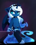  2018 anthro blue_eyes blue_fur clothing equine feathered_wings feathers female friendship_is_magic fur hair hooves horn magnaluna mammal my_little_pony panties princess_luna_(mlp) simple_background solo underwear white_hair winged_unicorn wings 