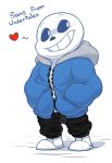  &lt;3 bone clothing english_text male not_furry sans_(undertale) skeleton smile solo teeth text undertale video_games wizzdono_(artist) 