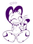  absurd_res anthro cub feline female flat_chested hi_res jurassiczalar kiki_(jurassiczalar) mammal monochrome nipples purple_and_white pussy smile solo tiger young 