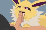  ambiguous_gender bestiality clothing cum cum_on_tongue duo eeveelution feral human human_on_feral interspecies jolteon licking male mammal melkiah nintendo oral penis penis_lick pok&eacute;mon pok&eacute;mon_(species) sex shirt tongue tongue_out video_games 