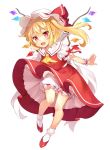  :d ascot blonde_hair bloomers crystal eyebrows_visible_through_hair fang flandre_scarlet full_body hat hat_ribbon knee_blush looking_at_viewer mob_cap open_mouth paragasu_(parags112) puffy_short_sleeves puffy_sleeves red_eyes red_footwear red_ribbon red_skirt red_vest ribbon shirt shoes short_sleeves side_ponytail simple_background skirt skirt_set smile socks solo touhou underwear upskirt vest white_background white_bloomers white_legwear white_shirt wings wrist_cuffs yellow_neckwear 