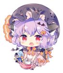  adapted_costume animal_ears aogiri_sei apron bat_hair_ornament bat_wings black_hat bloomers blush bow can candy candy_wrapper capelet cat_ears cat_tail chibi colored_stripes commentary_request dress extra_ears eyebrows_visible_through_hair fangs food food_themed_hair_ornament frills full_body hair_ornament halloween hat hat_ribbon kemonomimi_mode looking_at_viewer lowres mob_cap open_mouth orange_bow orange_ribbon pantyhose pink_dress pointy_ears puffy_short_sleeves puffy_sleeves pumpkin_hair_ornament purple_hair red_eyes remilia_scarlet ribbon short_hair short_sleeves sitting slit_pupils smile solo striped striped_legwear stuffed_animal stuffed_toy tail tail_bow teddy_bear touhou underwear waist_apron wings 