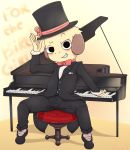  anthro canine cub dog hat male mammal musical_instrument necktie oliver_(sci) piano polygon5 solo summer_camp_island top_hat young 