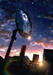  artist_name branch building cityscape cloud cloudy_sky commentary_request highres kumeki_(kk4615) leaf light light_rays milky_way mirror no_humans original outdoors post rainbow reflection scenery signature sky skyscraper star_(sky) starry_sky sun sunbeam sunlight sunset tree 