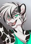  2018 anthro bust_portrait clouded_leopard digital_media_(artwork) feline female green_eyes hair headshot_portrait leopard licking licking_lips looking_at_viewer lycangel mammal open_mouth portrait smile teeth tongue tongue_out white_hair 