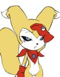  bandanna chibi clothing colored_sketch digimon female flat_chested furball fusion gloves hybrid impmon pussy renamon renimpmon solo standing wide_hips 