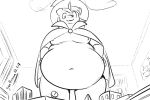  belly bhm big_belly city equine fan_character goattrain hair hat horn horse larger_male looking_down looming low-angle_view macro magic_user male mammal model_city moobs my_little_pony obese overweight perspective shrunk size_difference star_bright wizard_cape wizard_hat 