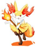  commentary_request fire fox gen_7_pokemon highres kinakomochi_(kazuna922) pokemon pokemon_(game) pokemon_xy red_eyes stick white_fur yellow_fur 