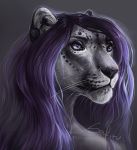  2018 anthro black_nose feline fur grey_fur hair leopard mammal purple_eyes purple_hair safiru simple_background whiskers 