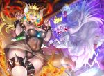  ass_visible_through_thighs aura bare_shoulders black_collar black_leotard blonde_hair blue_eyes boo bowsette bracelet breasts claw_pose cleavage collar covered_navel covering_eyes crown david_lee dress earrings fingernails fire frilled_dress frills ghost ghost_pose horns jewelry king_boo large_breasts leotard long_hair looking_at_viewer mario_(series) multiple_girls new_super_mario_bros._u_deluxe open_mouth pointy_ears princess_king_boo puffy_sleeves purple_eyes sharp_fingernails sharp_teeth showgirl_skirt smile spiked_armlet spiked_bracelet spiked_collar spiked_shell spiked_tail spikes strapless strapless_leotard super_crown super_mario_bros. tail teeth tongue tongue_out white_dress white_hair 