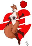  1md3f4ul7 absurd_res anthro big_breasts black_nipples breasts canid canine female fox hi_res holidays mammal navel nipple_piercing nipples nude piercing pussy roxanne solo valentine&#039;s_day 