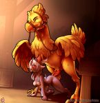  2019 3_toes all_fours anthro anthro_on_feral areola avian beak bestiality blush breasts burmecian chocobo darkhazard digital_media_(artwork) duo eyes_closed feathered_wings feathers female feral final_fantasy final_fantasy_ix freya_crescent hair hi_res long_hair male male/female male_penetrating mammal nipples penis rodent sex square_enix toes tongue tongue_out video_games wings 