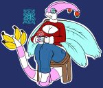  absurd_res anthro banana berry beverage big_breasts blue_nipples breasts chair claws cleavage cleavage_cutout clothed clothing cup dragon fak&eacute;mon fan_character female flygon food footwear fruit hi_res high_heels huge_breasts hybrid jeans keyhole_turtleneck leaf_wings looking_at_viewer nintendo nipples pants plant pok&eacute;mon pok&eacute;mon_(species) pok&eacute;morph sapphirus_(artist) shoes sitting smile solo sweater tropius video_games voluptuous white_skin wide_hips wings wispy_flygon 