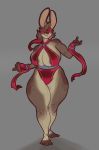  anthro areola big_breasts blindfold breasts clothed clothing diadorin female huge_breasts lagomorph mammal rabbit smile solo standing thick_thighs voluptuous wide_hips 