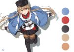  anthropomorphism boots brown_eyes brown_hair cape gloves hat kantai_collection long_hair miko_fly pantyhose scarf signed skirt tashkent_(kancolle) twintails uniform 