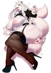  2018 anthro anus big_breasts big_butt breasts butt cakewasgood canine clothed clothing cum cum_in_ass cum_in_pussy cum_inside female footwear gaping gaping_anus gaping_pussy garter_straps high_heels legwear maid_uniform mammal nipples open_mouth partially_clothed pawpads presenting presenting_hindquarters pussy shoes simple_background solo stockings thick_thighs tongue tongue_out uniform white_background 