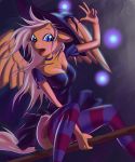  anthro blue_eyes breasts clothing equine fafecalus fan_character female hair halloween hat holidays kneesocks legwear magic_user mammal multicolored_hair oc:perfect pour solo staff suggestive tight_clothing wings witch witch_hat witchhat 