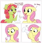  2018 bong comic dialogue drugs duo earth_pony english_text equine female feral fluttershy_(mlp) friendship_is_magic hair horse humor mammal marijuana moozua my_little_pony parody pegasus pony simple_background smile sweat text tree_hugger_(mlp) white_background wings 