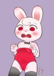  1girl bunny bunnysuit flat_chested furry kitsutsukanai nipples open_mouth red_eyes scared solo 