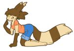  alpha_channel anthro clothed clothing crouching female furret mammal morgan mustelid nintendo pok&eacute;mon pok&eacute;mon_(species) simple_background thehiggles transparent_background video_games 