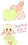  &lt;3 ahegao ambiguous_gender anal animated blush bottomless clothed clothing disembodied_penis drooling duo elf erection fan_character green_eyes hoodie hoodie_(artist) humanoid humanoid_penis looking_pleasured male male/ambiguous max_(hoodie) not_furry open_mouth penis saliva solo_focus text 