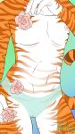  androspinxlrk anthro close-up clothing countershading cuntboy feline flower fur golden_tiger intersex lace lingerie mammal mastectomy_scars nipples pinup plant pose rose solo striped_fur stripes suggestive tiger underwear visibly_trans 