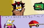  2018 anthro bat box carpet clothing cute fur gastropod gloves hedgehog looking_at_viewer male mammal painting red_eyes rouge_the_bat shadow_the_hedgehog snail solo sonic_(series) toy_car video_games 
