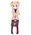  ana_coppola bag blonde_hair blue_eyes blush clannad cosplay hair_bobbles hair_ornament hikarizaka_private_high_school_uniform ichigo_mashimaro ichinose_kotomi ichinose_kotomi_(cosplay) kanikama loafers noto_mamiko school_bag school_briefcase school_uniform seiyuu_connection shoes solo thighhighs two_side_up 