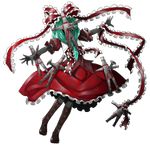  blood bow dress frills full_body green_hair hair_bow hair_ribbon kagiyama_hina lowres mazeran nail persona ribbon short_hair solo touhou transparent_background voodoo_doll 