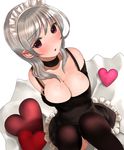  :o bad_id bad_pixiv_id blush breast_hold breasts choker cushion elbow_gloves frills from_above gloves heart kinugasa_yuuichi large_breasts legs_up looking_up maid maid_headdress multicolored multicolored_eyes original panties pantyshot pantyshot_(sitting) silver_hair simple_background sitting solo thighhighs underwear 