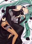  aqua_eyes aqua_hair black_dress bridal_gauntlets cocked_hammer dress elbow_gloves fingerless_gloves gloves gun handgun hatsune_miku headphones high_heels long_hair pancake_(dumbimps) pantyhose pistol shoes smile solo spy thigh_strap twintails very_long_hair vocaloid weapon 