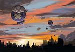  bad_pixiv_id cityscape cloud drifloon gen_4_pokemon nekonekoyukai no_humans pokemon pokemon_(creature) scenery sky sunset 