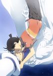  black_hair cape edogawa_conan falling glasses hat kaitou_kid kurogoma_(monkey88) male_focus meitantei_conan monocle multiple_boys smile yaoi 