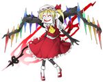  blonde_hair flandre_scarlet full_body hat laevatein lowres mazeran persona ponytail short_hair side_ponytail solo touhou transparent_background wings 