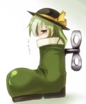  green_eyes green_hair hat in_container izumi_yukiru komeiji_koishi kuribo's_shoe mario_(series) short_hair sleepy solo super_mario_bros. touhou 