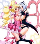  bag black_legwear blonde_hair blush boots bow bracelet breast_press breasts choker cure_peach dress earrings eas elbow_gloves eyelashes fresh_precure! gloves hair_ornament hairband handbag heart heart_hair_ornament heart_hands heart_hands_duo higashi_setsuna high_heels hug jewelry knee_boots kousaka_jun large_breasts long_hair magical_girl momozono_love multiple_girls pink_bow pink_choker pink_eyes pink_footwear precure red_eyes shoes short_hair silver_hair symmetrical_docking thighhighs twintails 