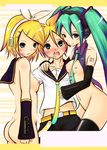  1boy 2girls breasts brother_and_sister clothed_on_nude hatsune_miku incest kagamine_len kagamine_rin len_kagamine miku_hatsune multiple_girls nude pimp rin_kagamine siblings twins twintails undressing vocaloid 