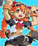  anthro breasts canine class_of_heroes clothed clothing collar dress dwarf_(coh) eyewear female fully_clothed fur g-sun goggles goggles_on_head hair mammal motion_lines open_mouth orange_eyes orange_hair simple_background tan_fur upskirt weapon 