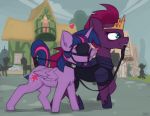  &lt;3 blindfold collar cutie_mark duo_focus equine female feral friendship_is_magic group hi_res horn leash mammal marsminer my_little_pony petplay public roleplay tempest_shadow_(mlp) twilight_sparkle_(mlp) winged_unicorn wings 